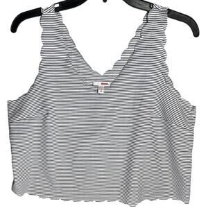 Bongo Tank Top Size M Black White Striped V-Neck Minimalist Y2K 2000s Retro